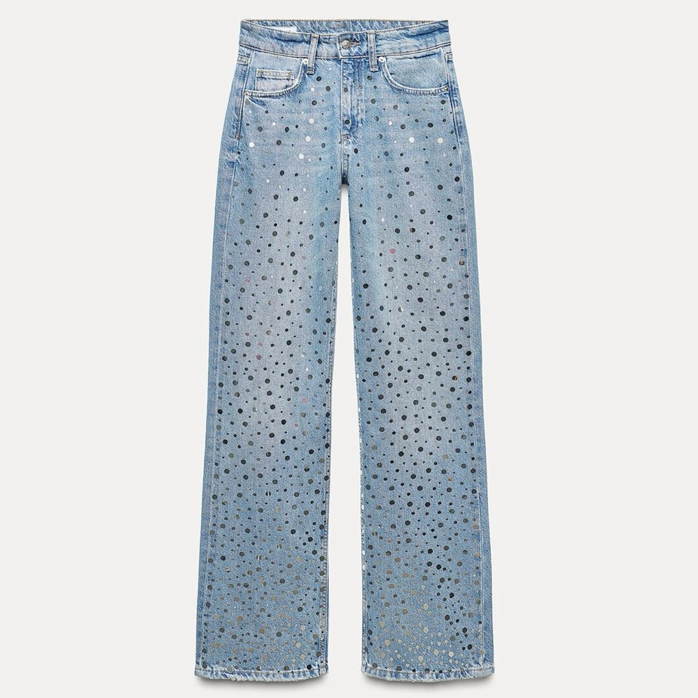 Zara TRF mid-rise wide leg mirror jeans NWT 6688/216